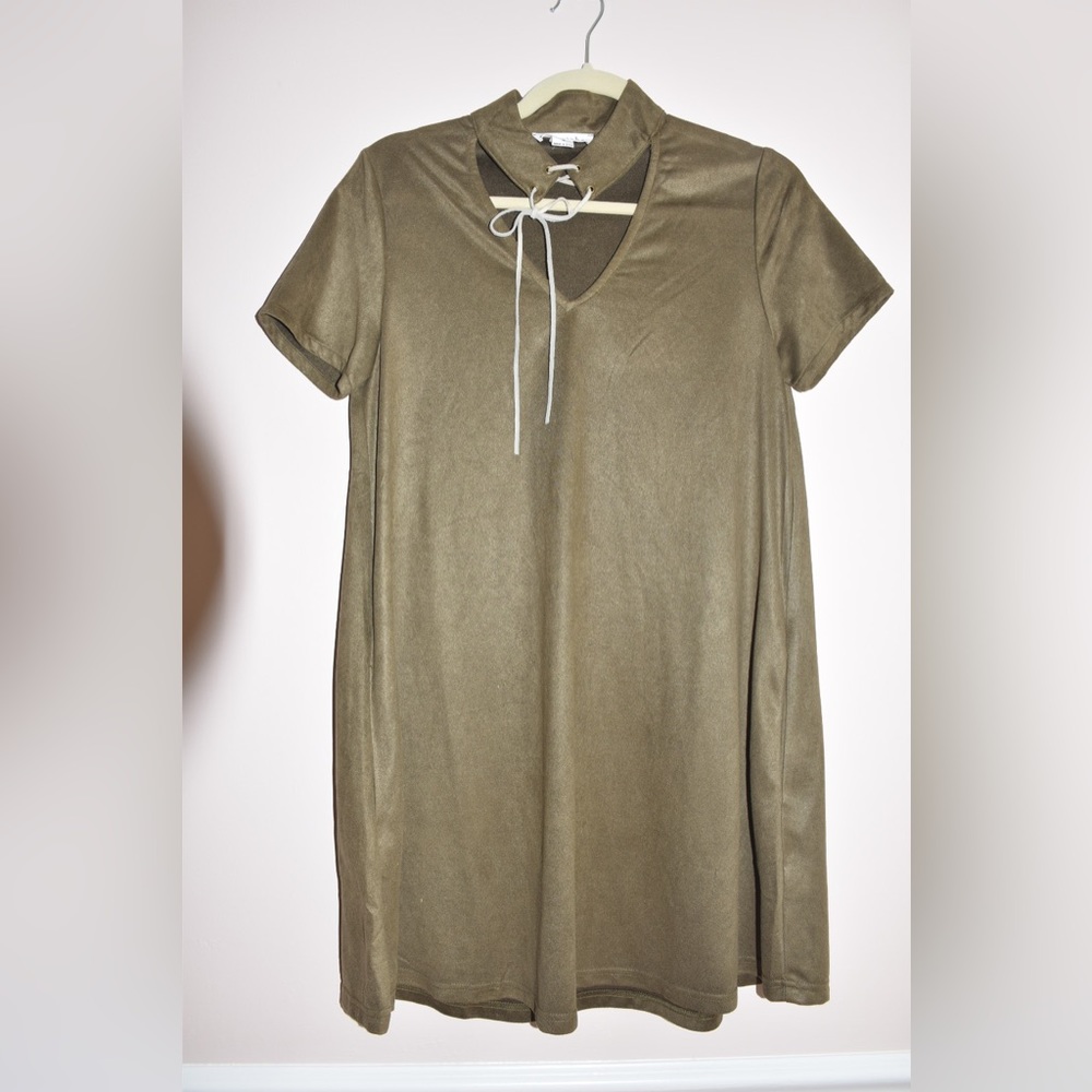 Love Riche Sueded Choker Mini Dress